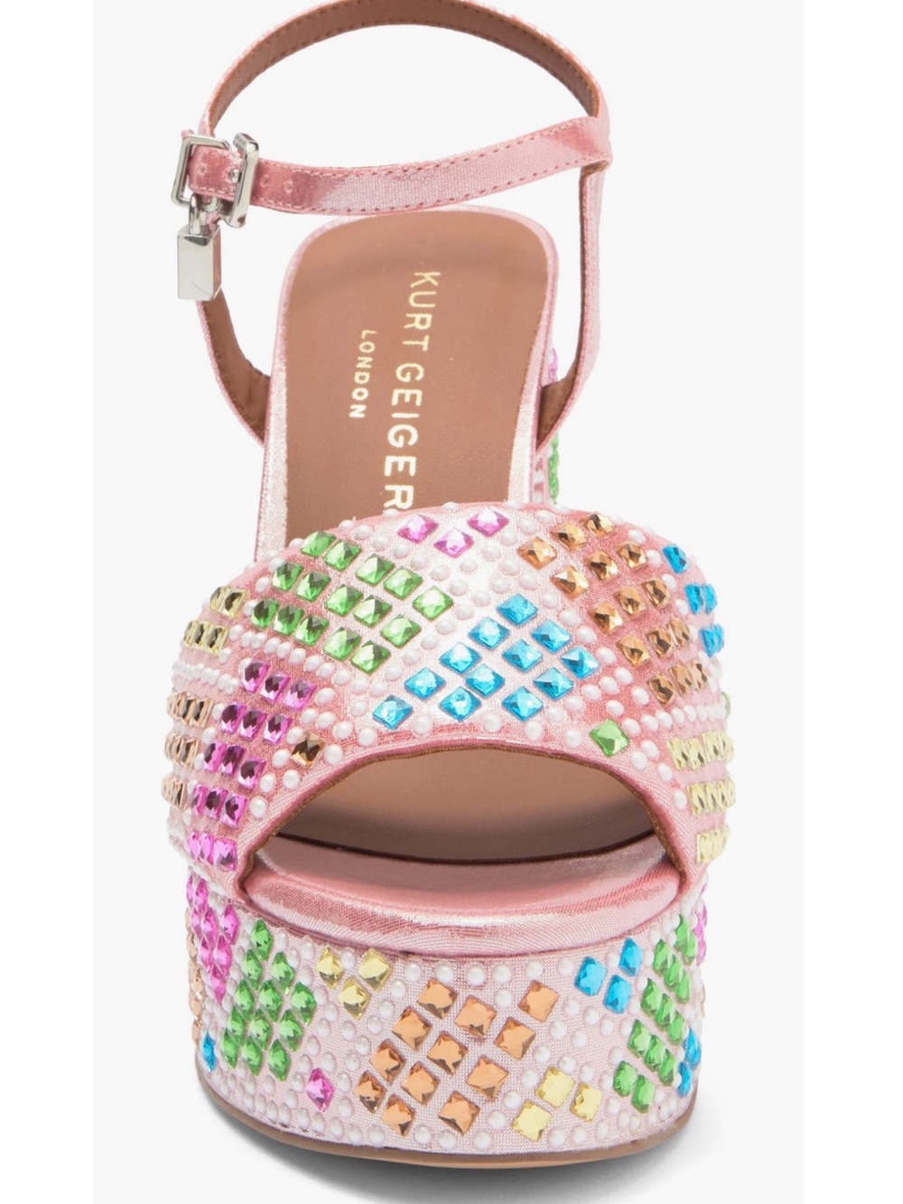 NIB Kurt Geiger Brixton Multicolor Jeweled Platform Sandals. Size 8 US (EU 39) - Picture 3 of 8